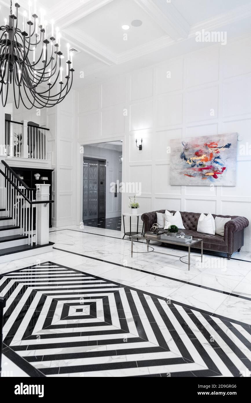 The lobby of a new apartment building in McLean, VA Stock Photo
