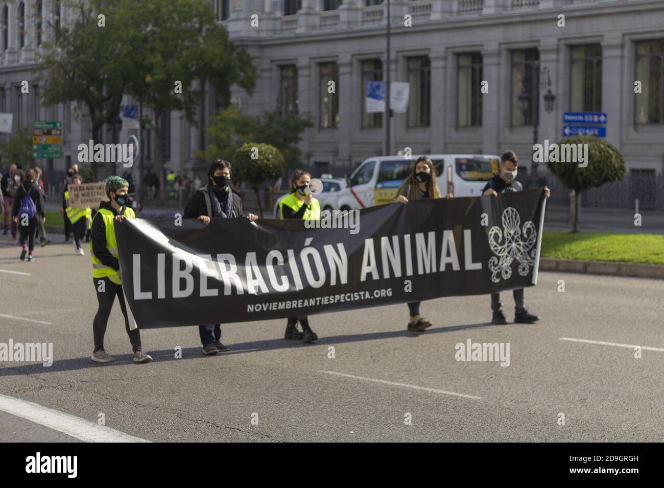 MADRID, SPAIN - Nov 01, 2020: convocatoria animalista vegana madrid  Noviembre 2020 Stock Photo
