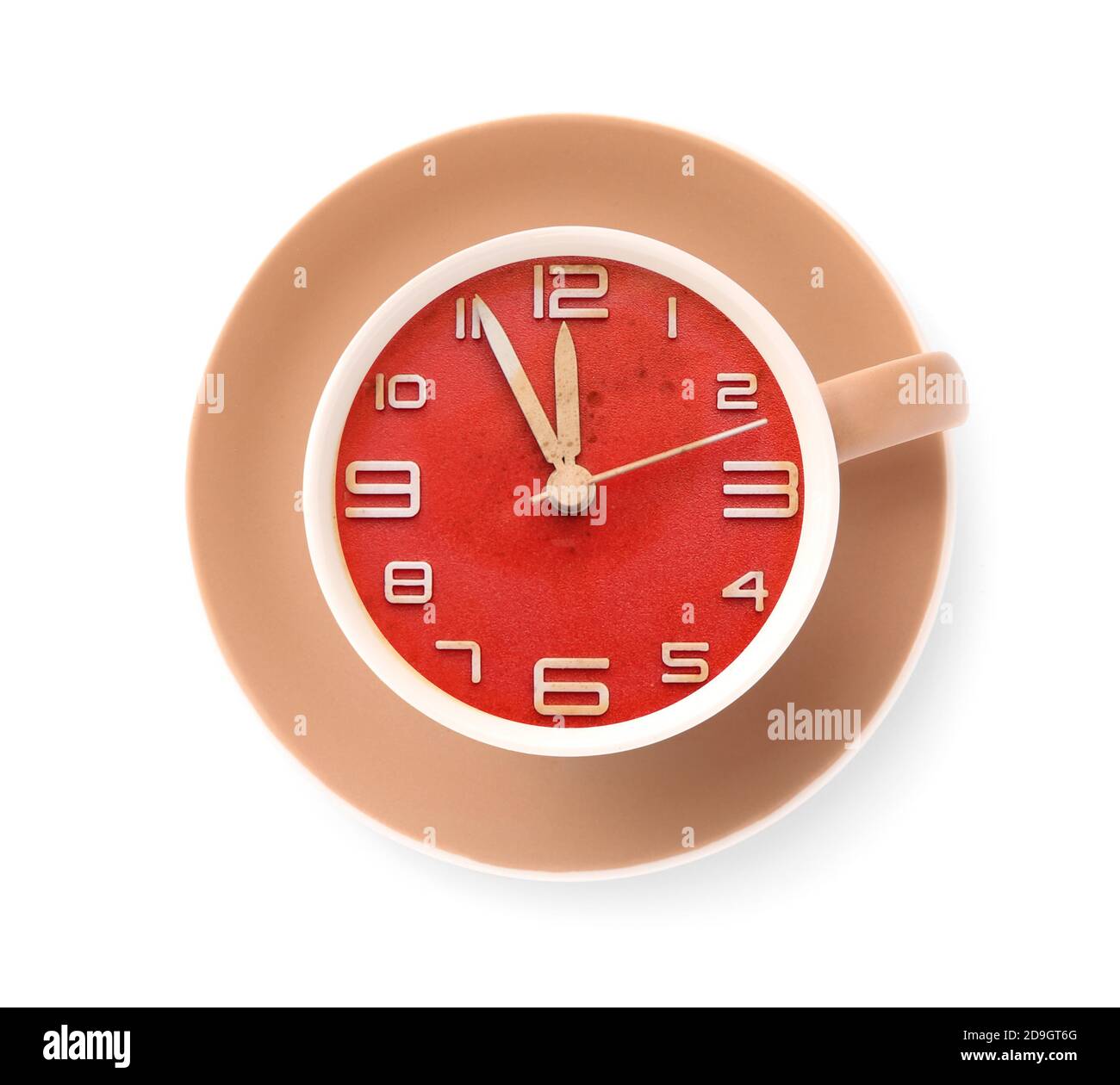 Cup with clock on white background Stock Photo - Alamy