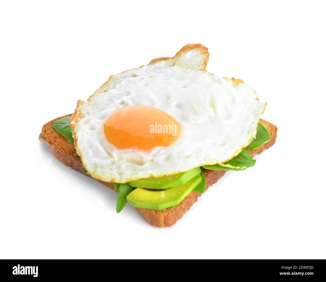 Sandwich with fried egg and avocado on white background Stock Photo - Alamy