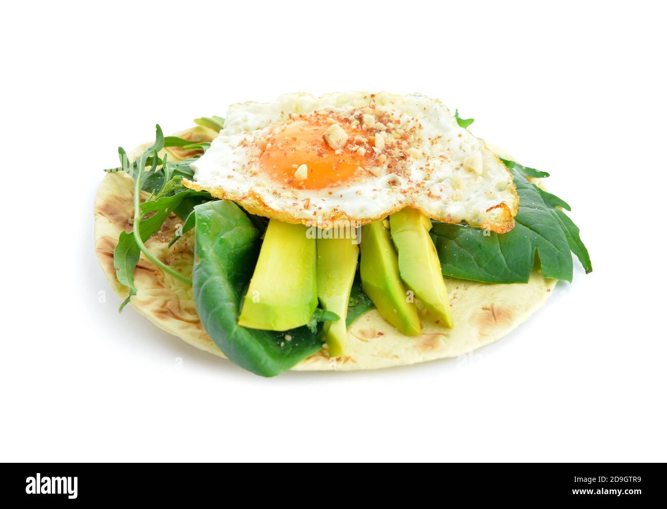 Sandwich with fried egg and avocado on white background Stock Photo - Alamy