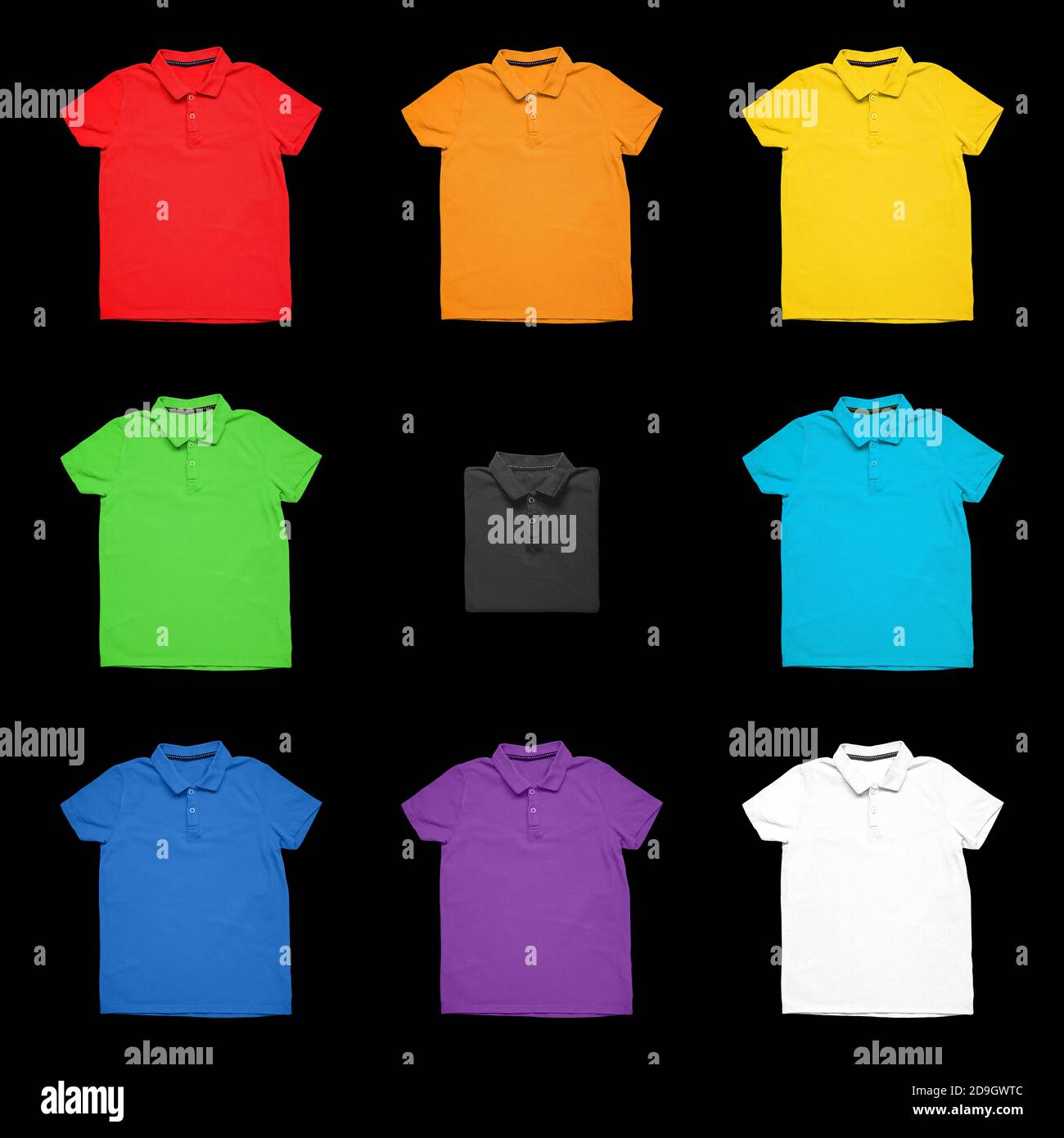 Different blank polo shirts on black 
