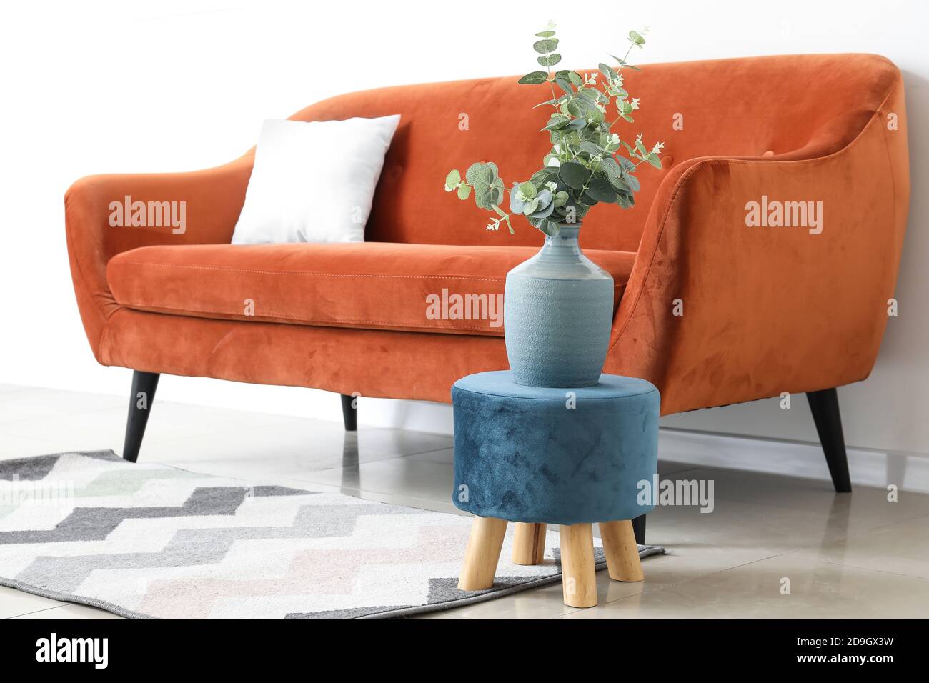 Interior of living room with cozy sofa Stock Photo - Alamy
