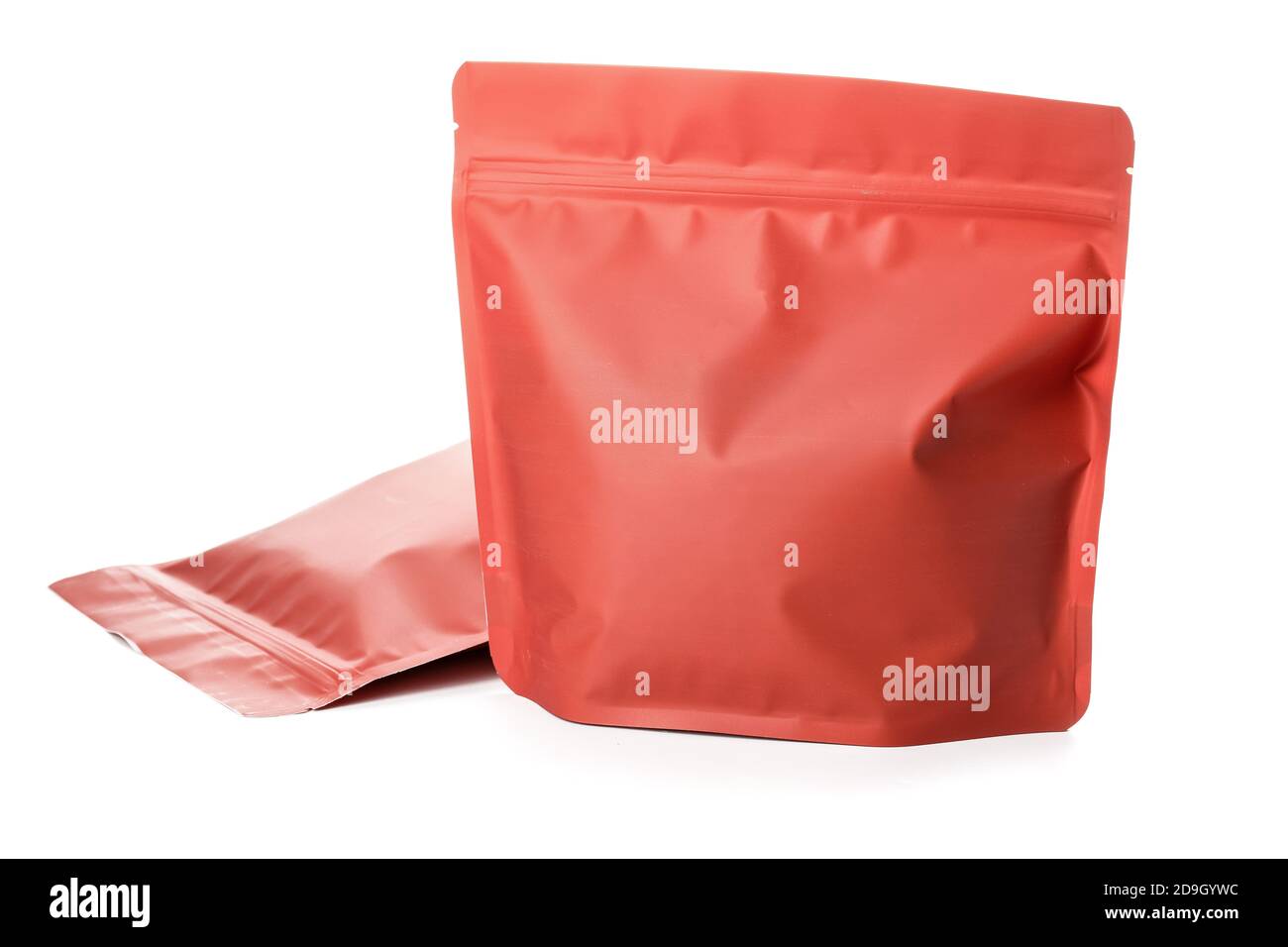 Blank coffee bags on white background Stock Photo - Alamy