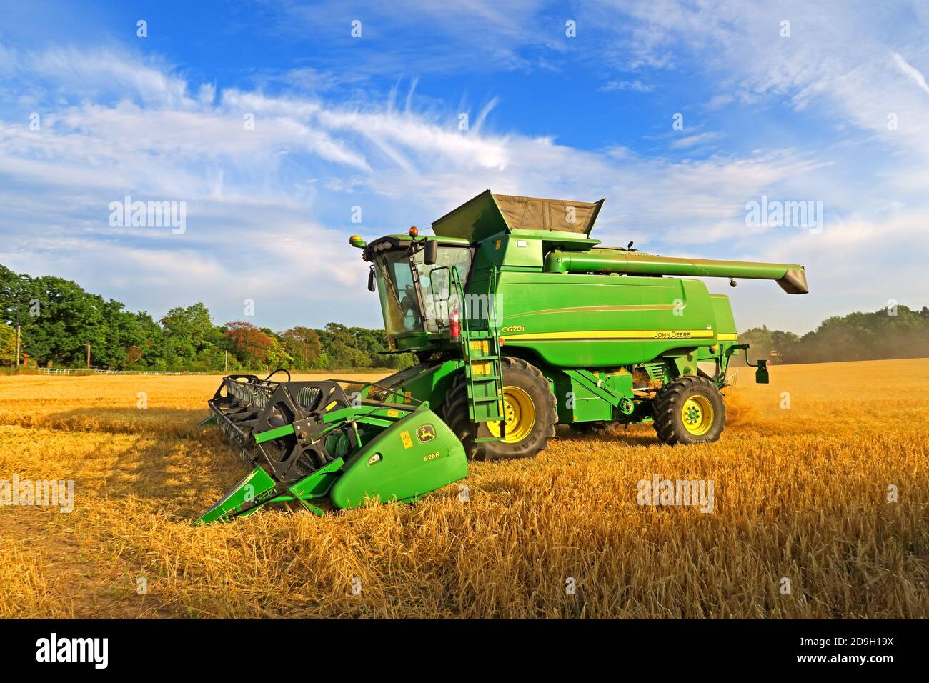 John Deere brand,Deere & Company,C670i,combine harvester,farm machinery, Grappenhall,Warrington,Cheshire,England,UK Stock Photo