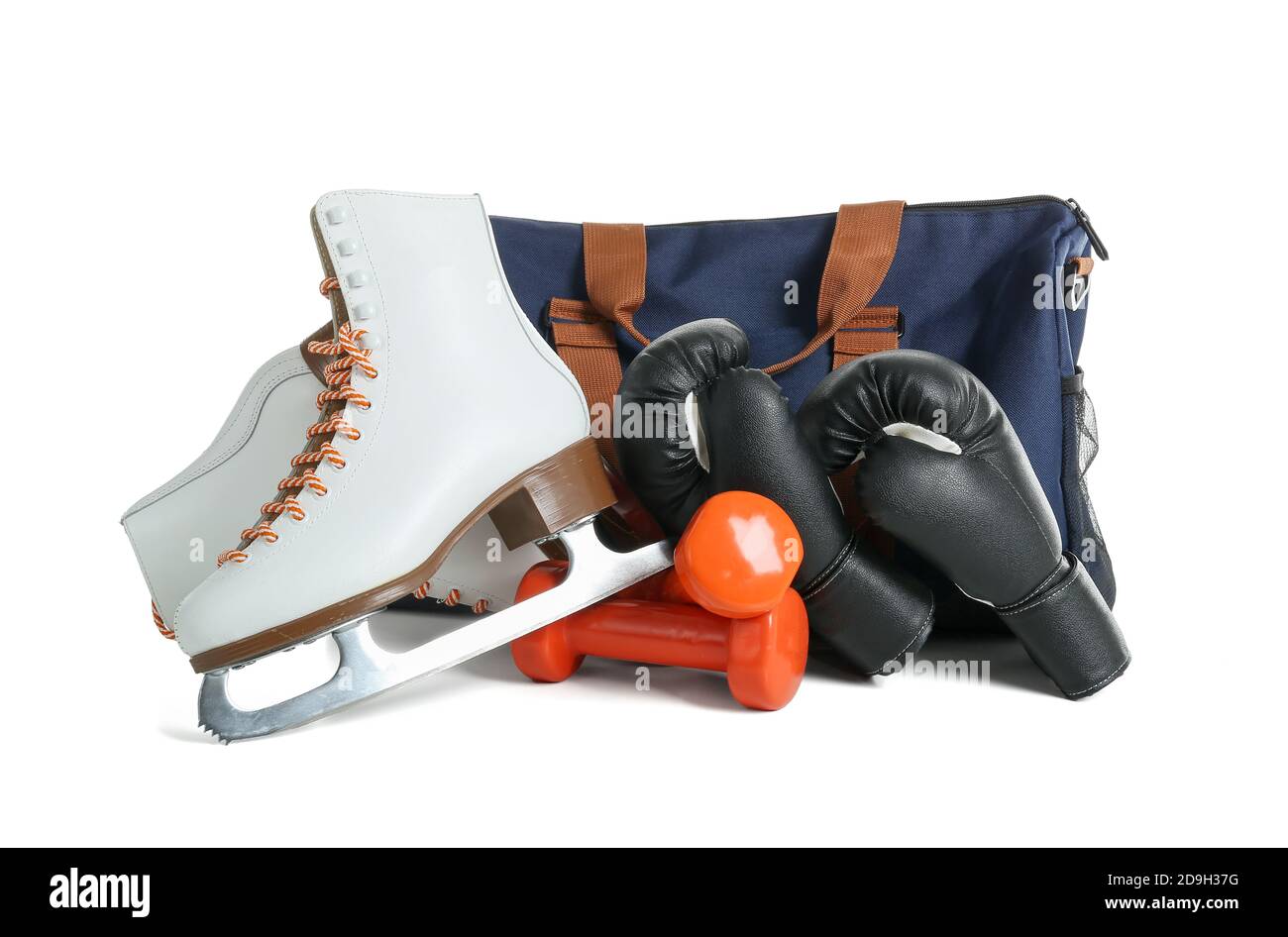 Set of sport equipment on white background Stock Photo - Alamy