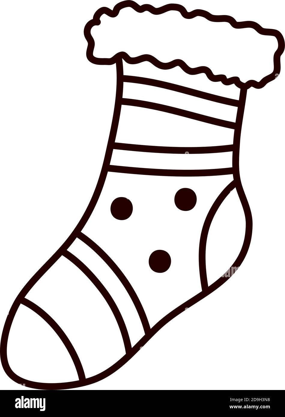 winter sock icon over white background, line style, vector illustration ...