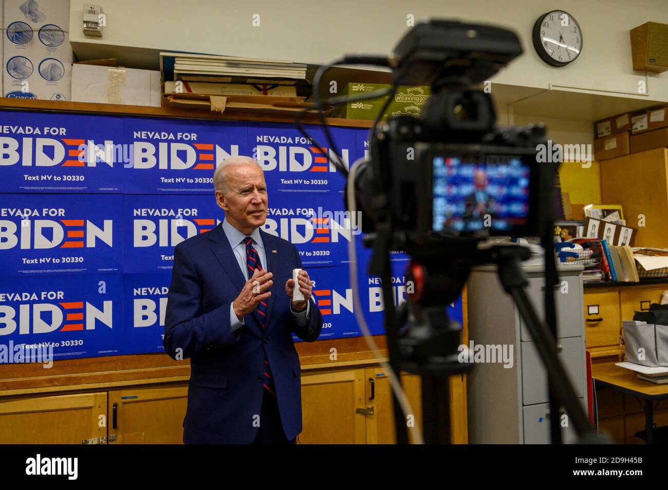 Sacramento, California, USA. 10th Jan, 2019. Presidential candidate Joe Biden gives and exclusive interview to The Sacramento Bee at Sparks High School in Sparks, Nevada on Friday, Jan. 11, 2020. Credit: Renée C. Byer/ZUMA Wire/Alamy Live News Stock Photo