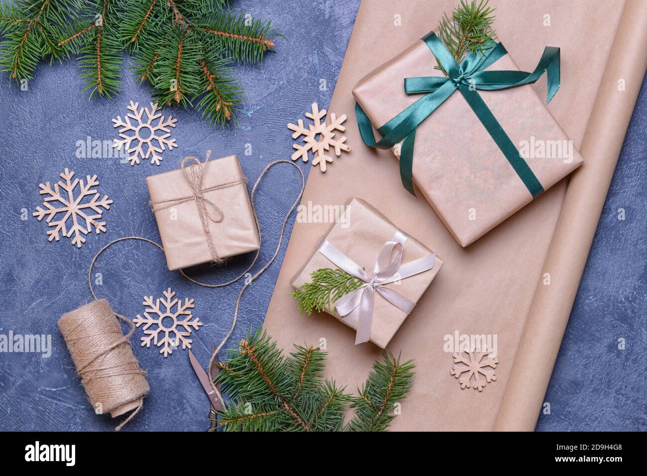 Christmas composition with gifts on dark background Stock Photo - Alamy