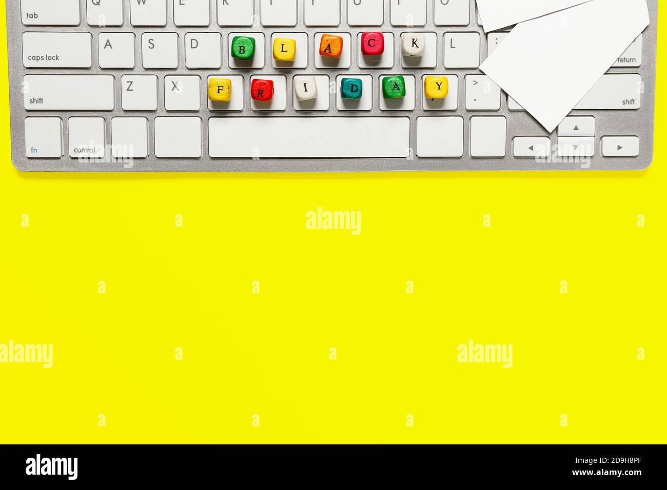 Computer keyboard with text BLACK FRIDAY on color background Stock Photo
