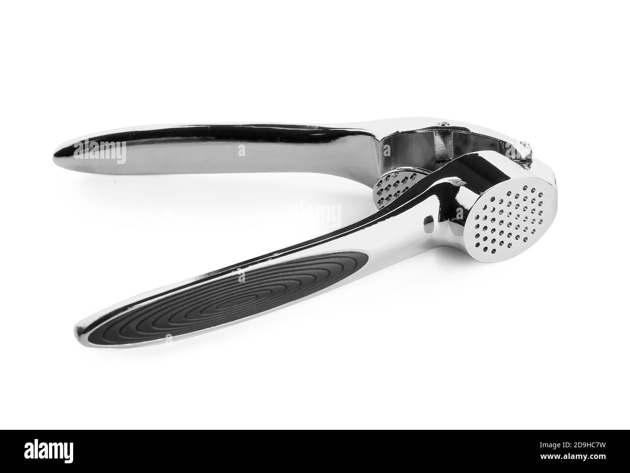 Garlic press on white background Stock Photo Alamy