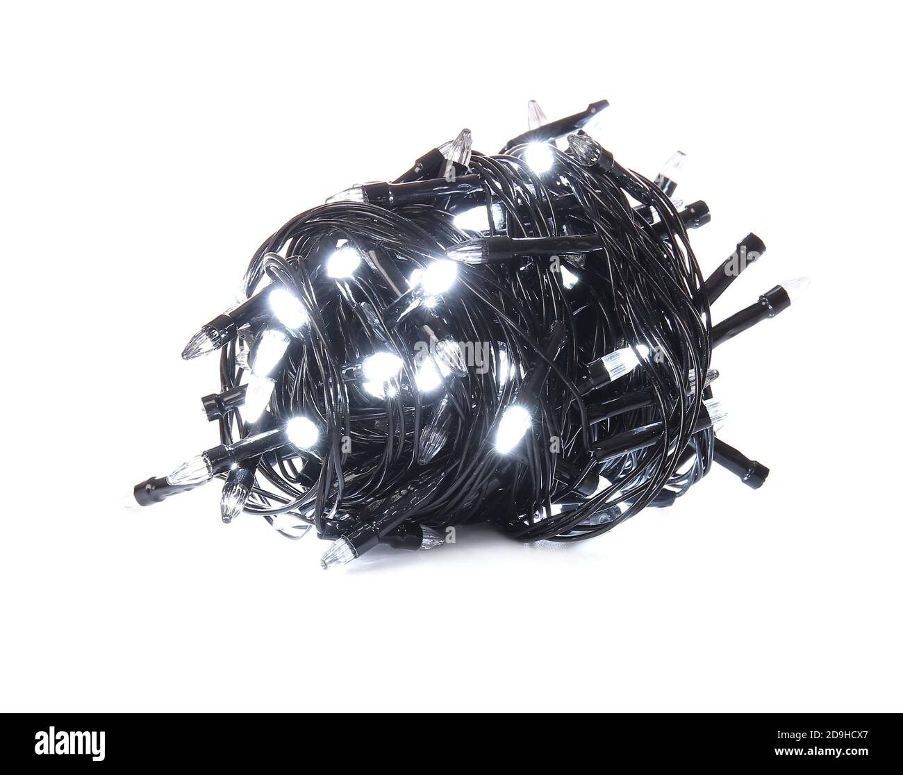 Christmas lights on white background Stock Photo - Alamy