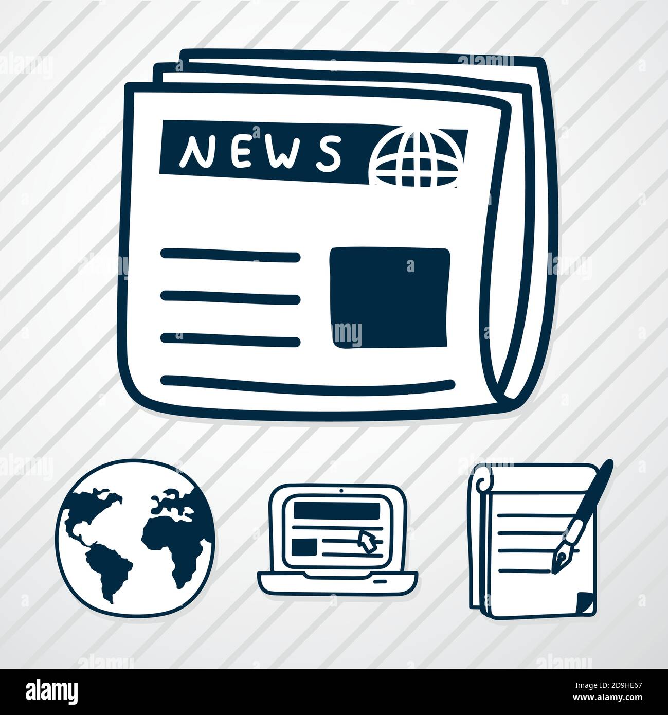 Newspaper And News Icon Set Over White Background Silhouette Style Vector Illustration Stock Vector Image Art Alamy