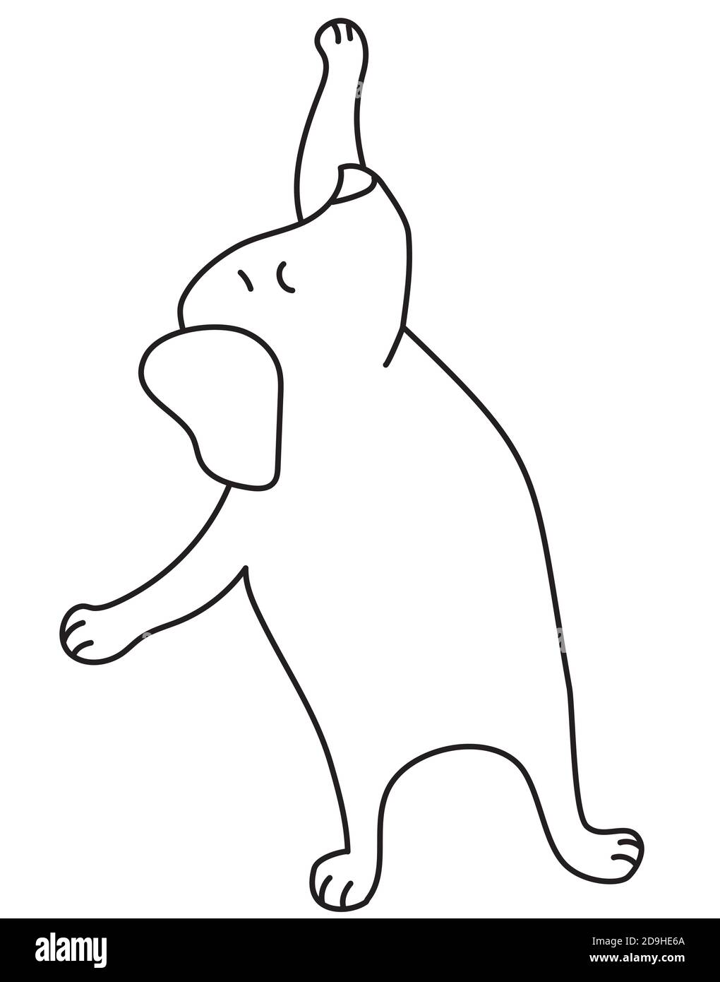 Yoga pets. Cute puppy goes in for sports. Dog yoga. Outline. Vector ...
