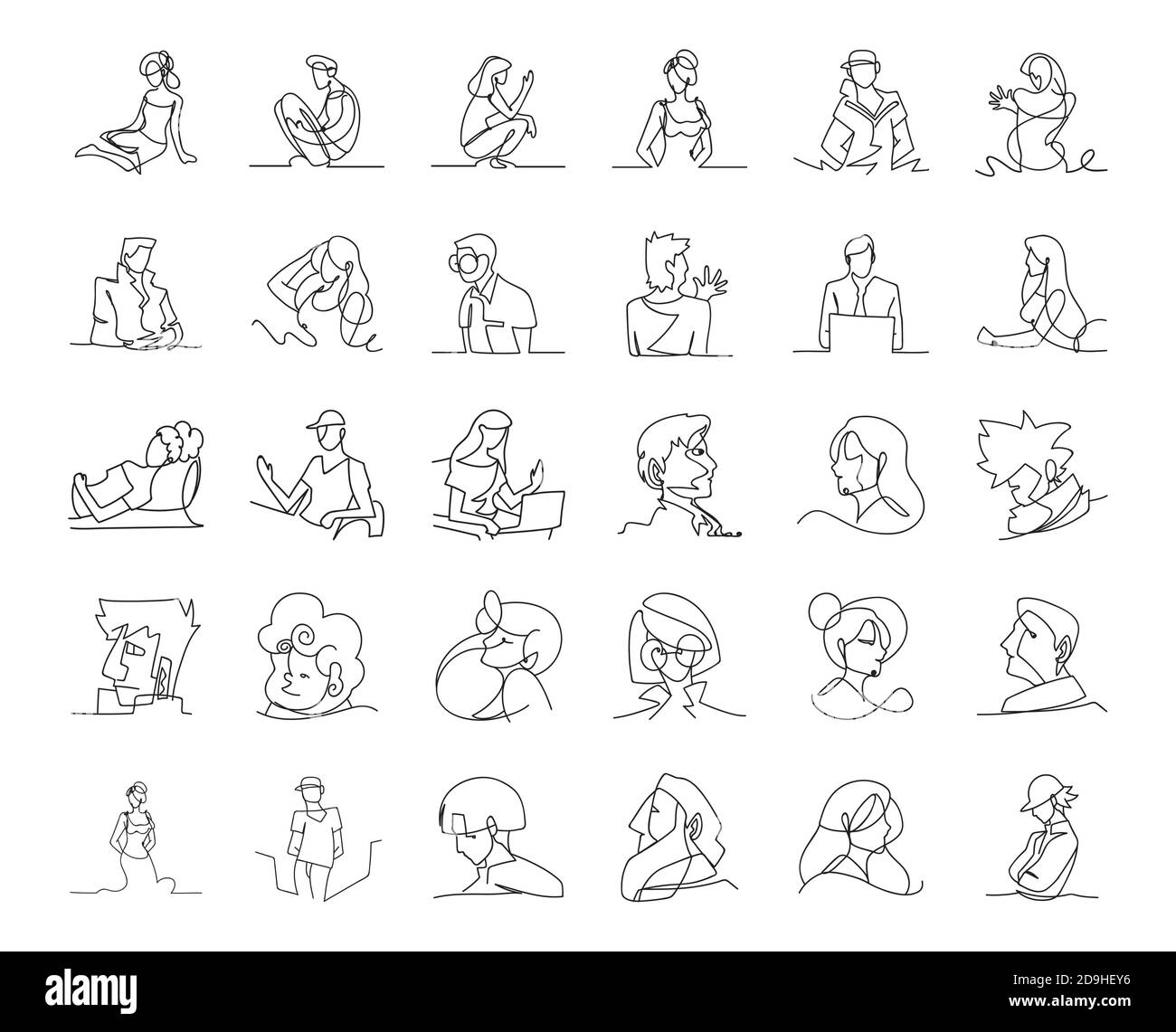 Continuous line drawing icons Black and White Stock Photos & Images - Alamy