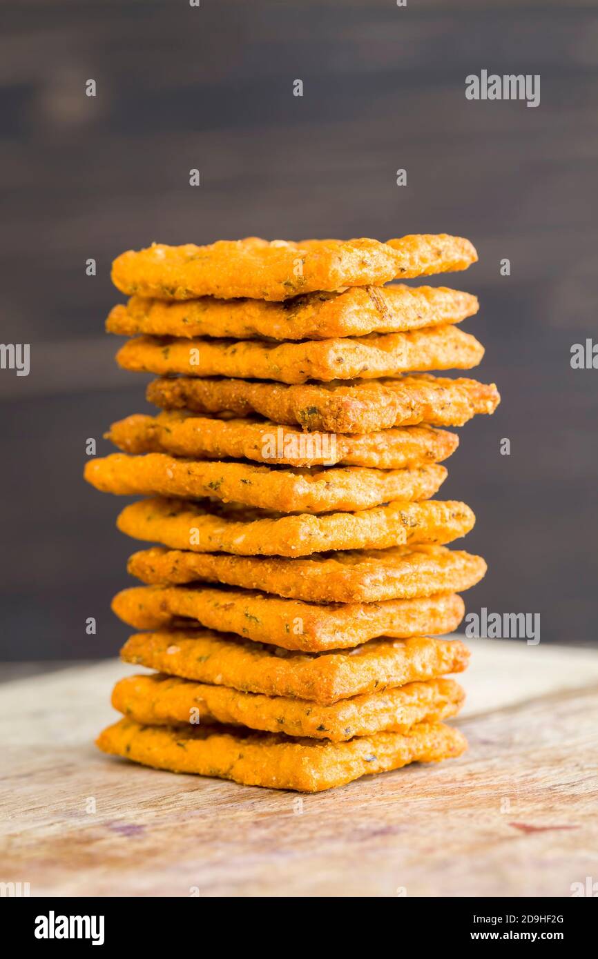 wheat crackers with vegetables and spices Stock Photo Alamy