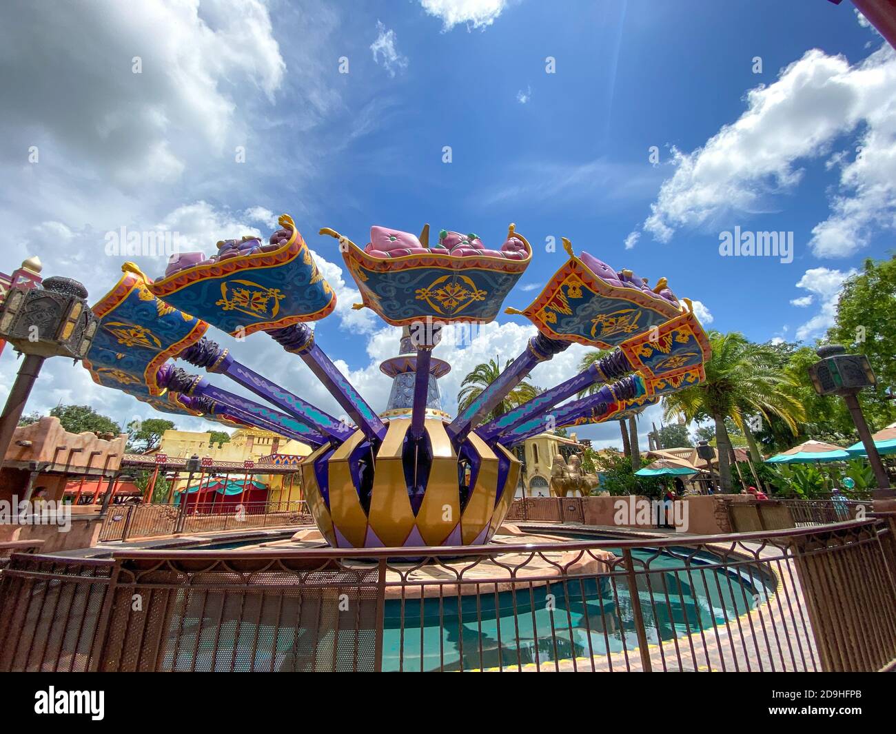 Orlando,FL/USA-7/25/20: The Aladdin Magic Carpets ride in Magic Kingdom in Disney World Orlando, Florida. Stock Photo