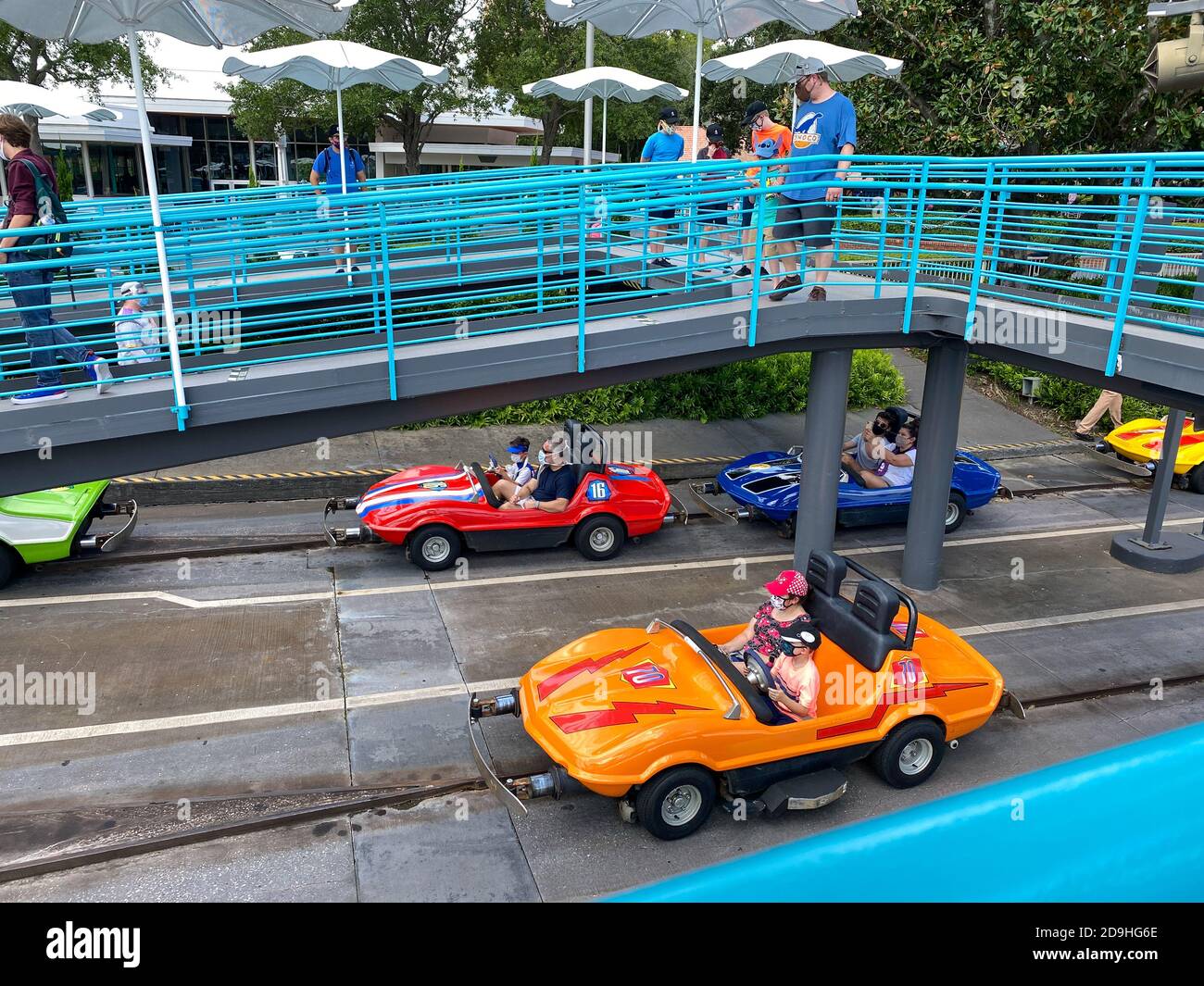Orlando,FL/USA12/28/19 Cars at the Tomorrowland Speedway at Magic Kingdom at Disney World