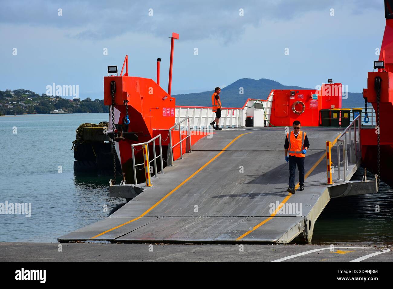 AUCKLAND, NEW ZEALAND Nov 02, 2020 View of Sealink Seaway II crossover ferry with open ramp