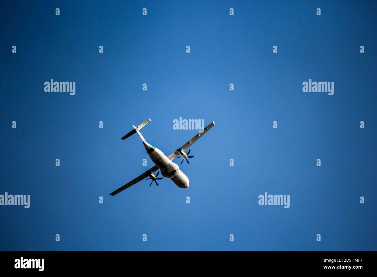 Aeroplane in the blue sky Stock Photo