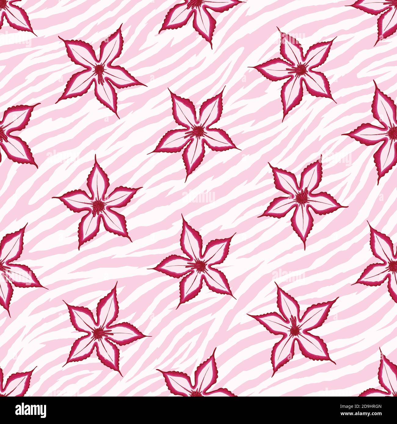 Pink Impala seamless pattern with zebra background. Desert wild flower ...