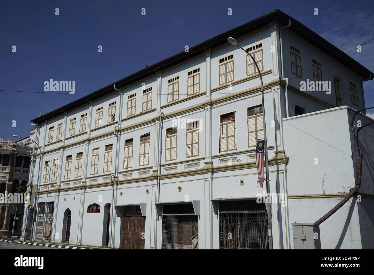 old colonial heritage shop house in Ipoh, Perak Stock Photo