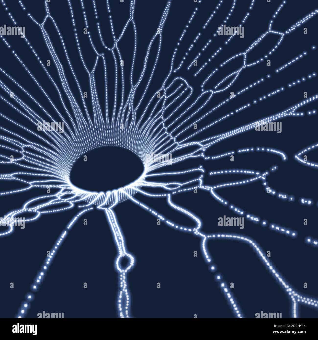 Space vortex. Black hole made from Flying Particles. Abstract ...