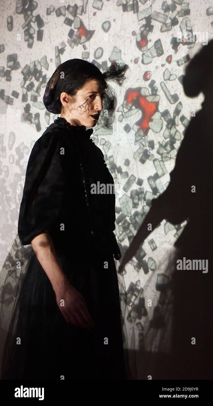 Dancers in 'Irkalla', a multimedia performance by The Church of Color and Light at Artists' Television Access, Mission District, San Francisco, CA. Stock Photo