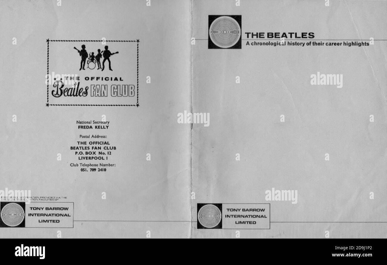 Booklet given to members of The Beatles fan club. Stock Photo