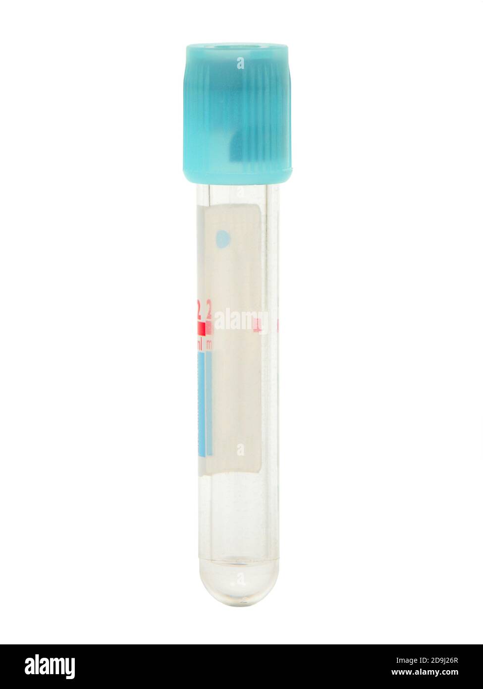 Vacuum blood collection tube with anticoagulant isolated on white Stock