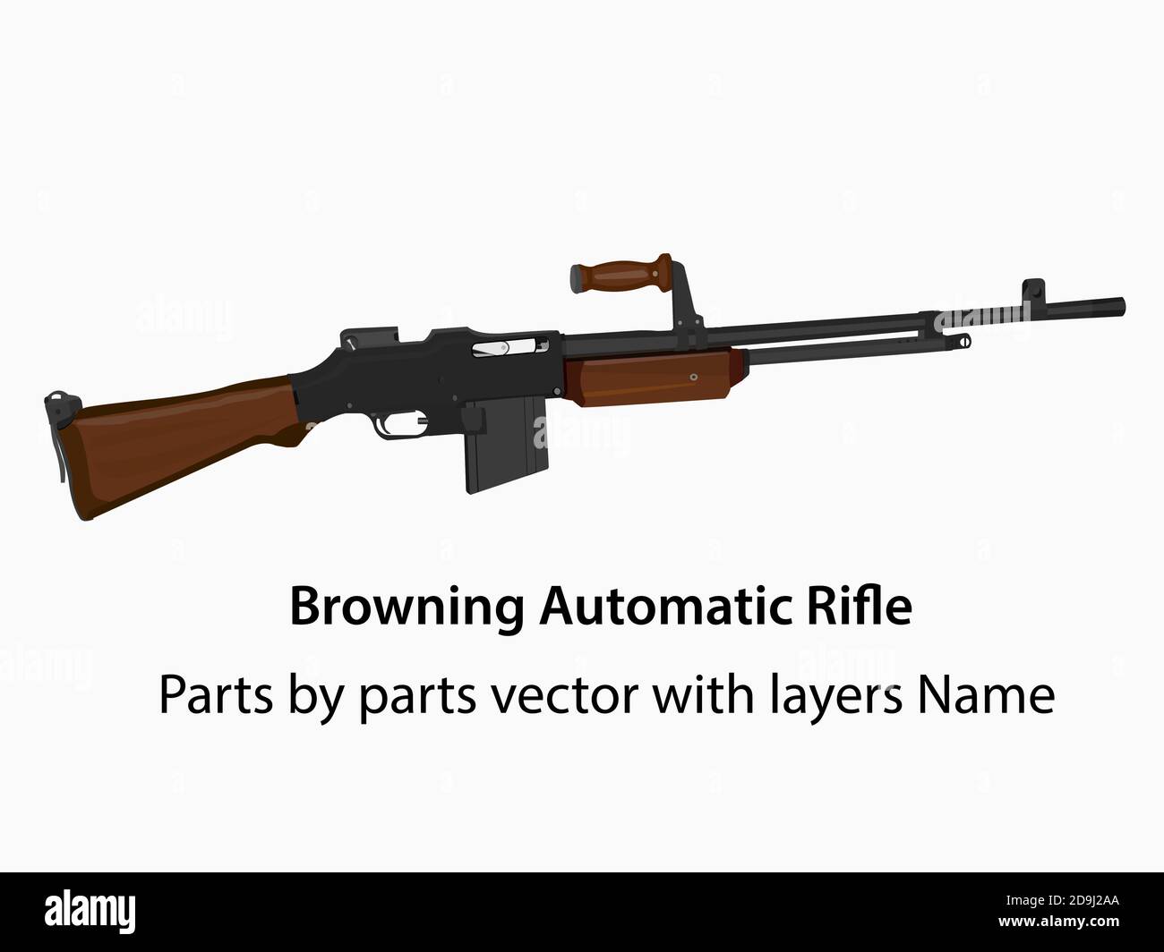WW2 Browning Automatic Rifle | ww2 bar gun Stock Vector