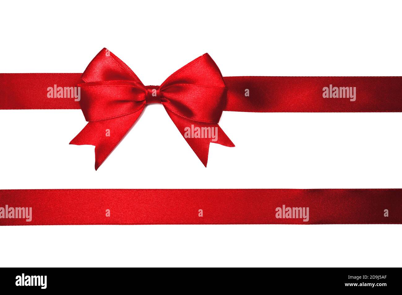 Red satin bow isolated on white background Stock Photo