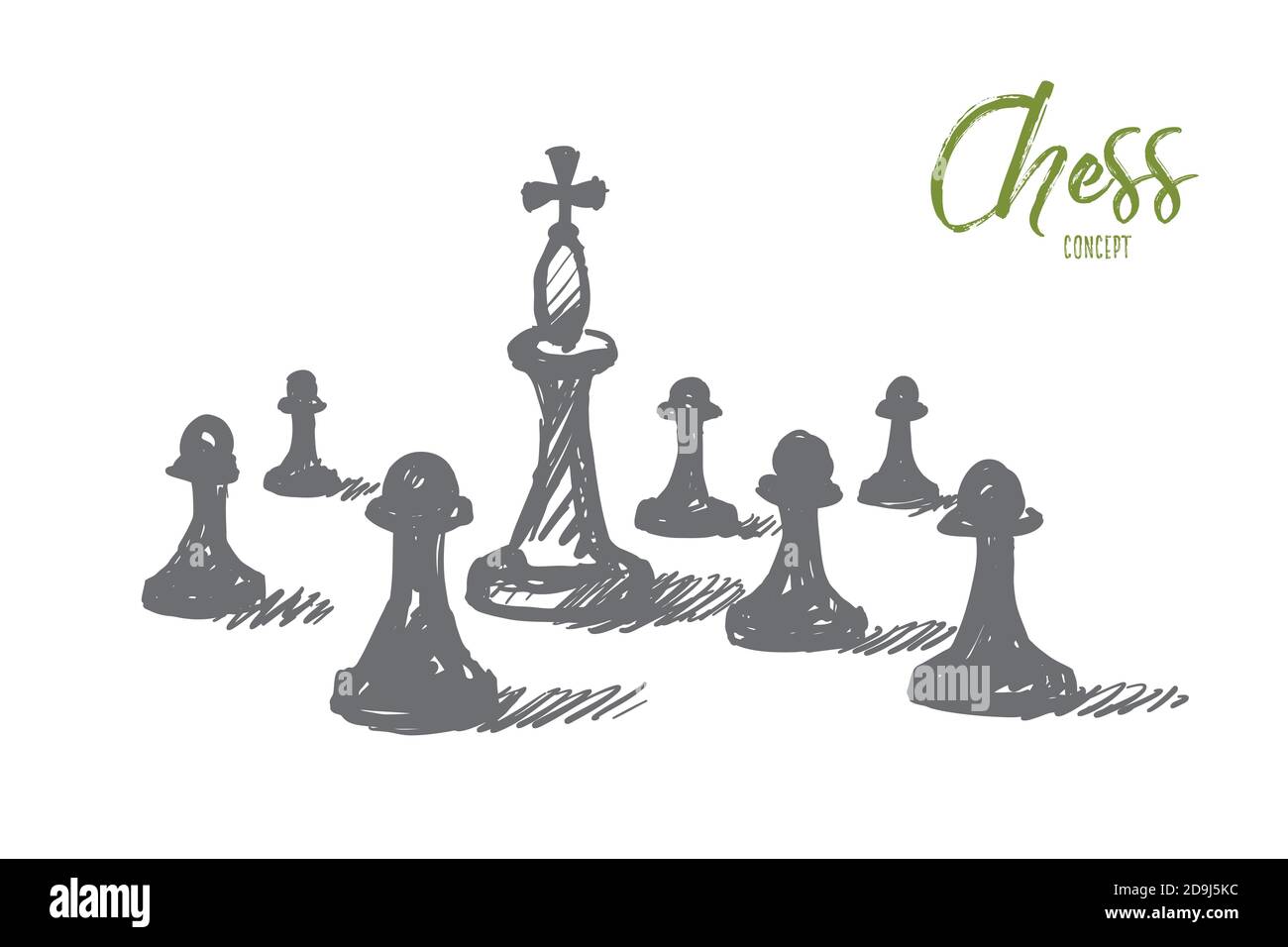 The king chess piece on a chess board. Hand drawn sketch Stock Vector Image  & Art - Alamy