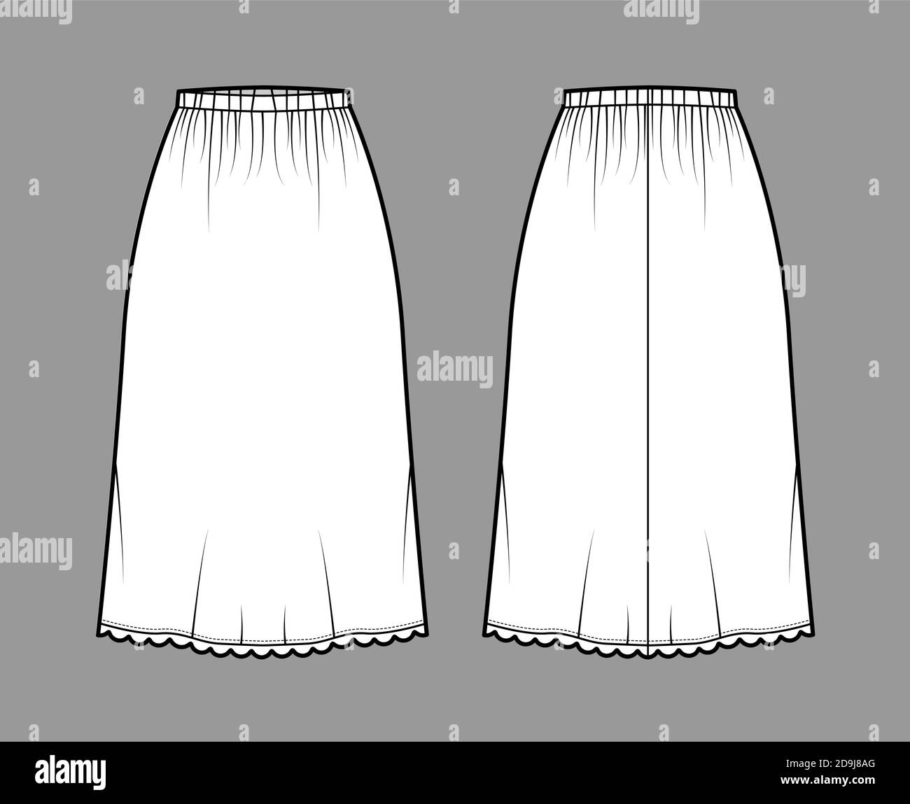 Premium Vector | Flared skirt flat drawing vector template