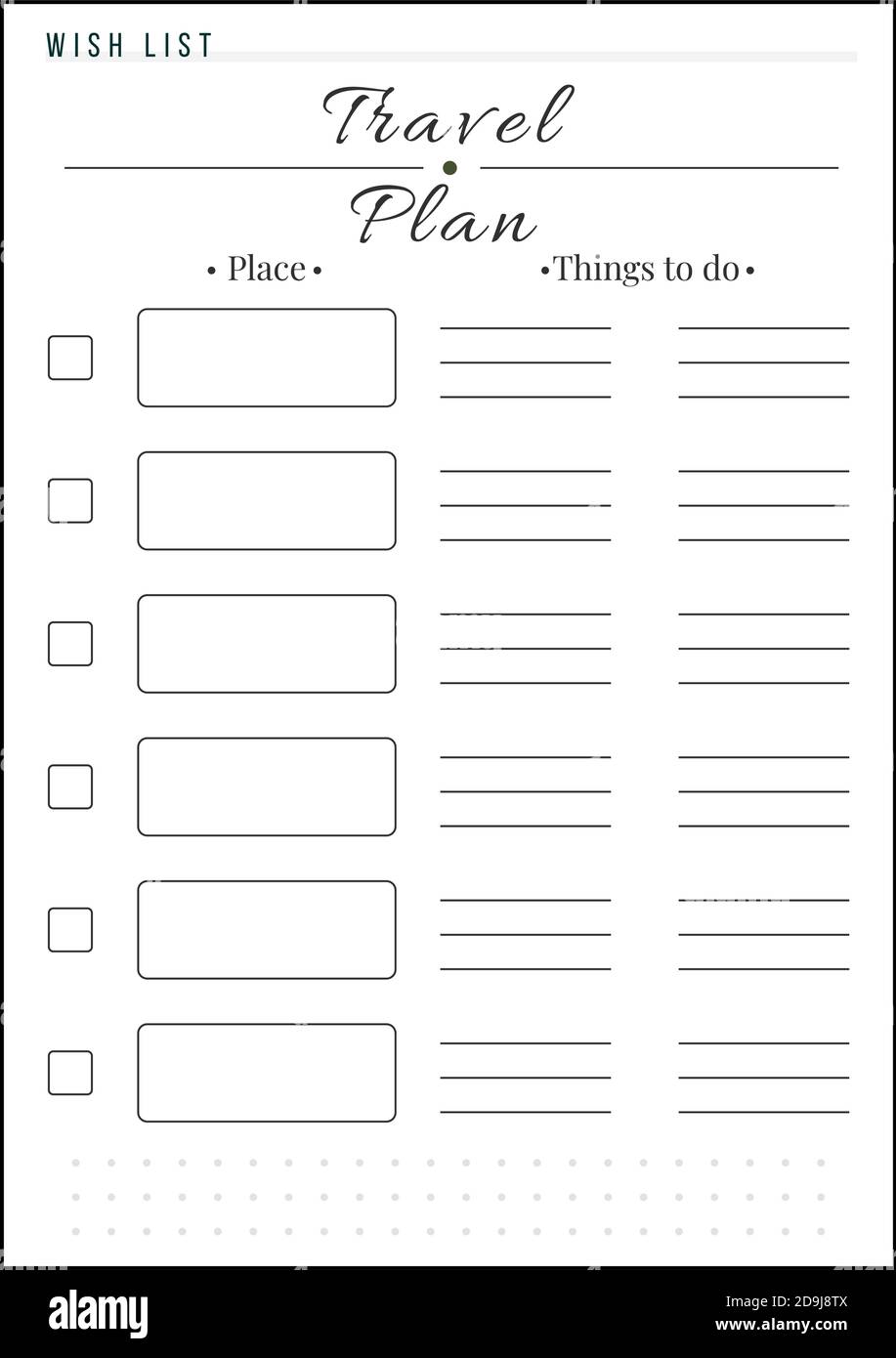 Travel list minimalist planner page design Stock Vector Image & Art Alamy