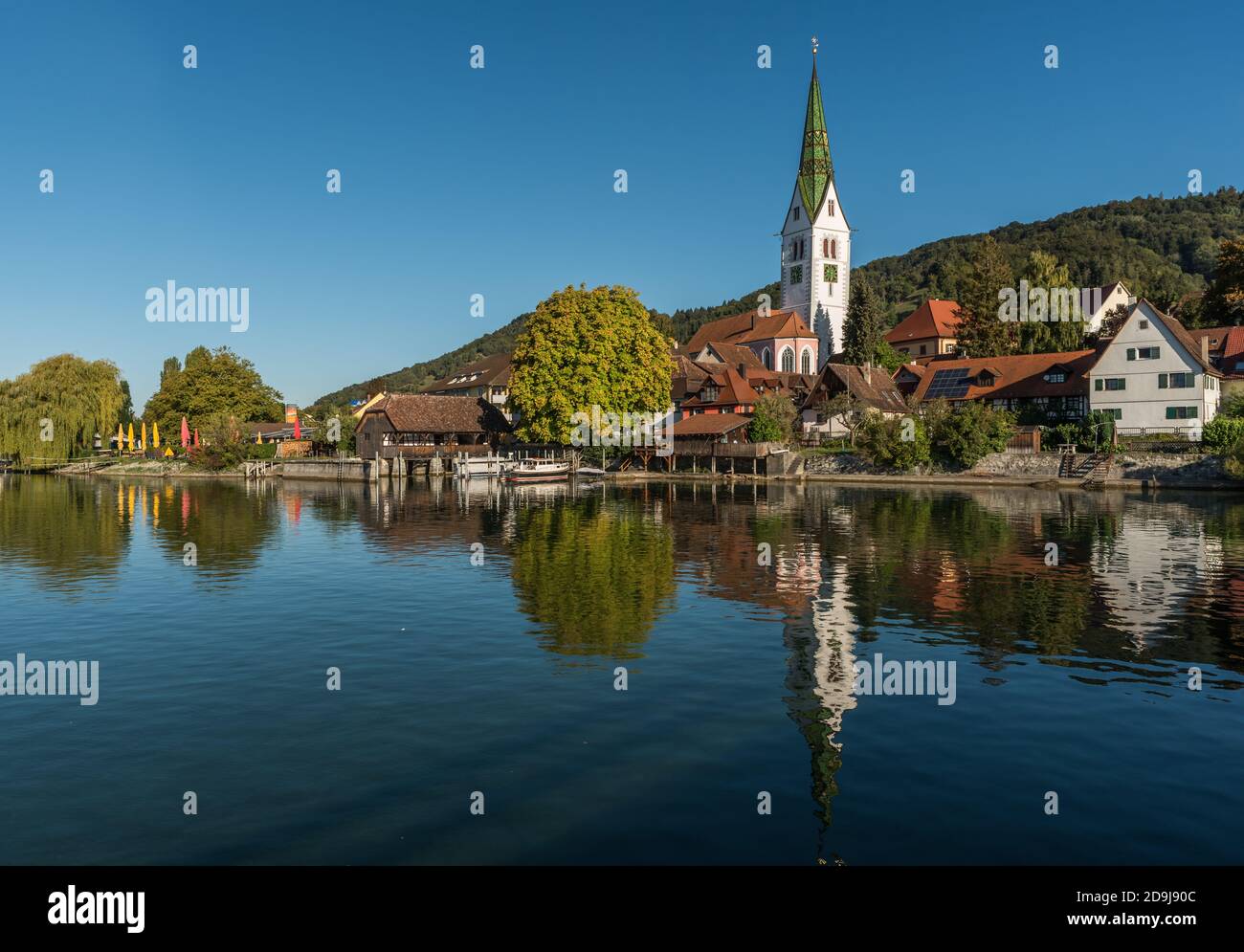 View of Sipplingen with parish church, Lake Constance, Baden-Wuerttemberg, Germany Stock Photo