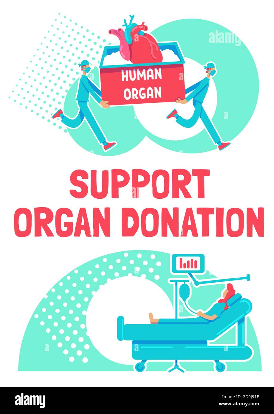 Support organ donation poster flat vector template Stock Vector For Organ Donor Card Template