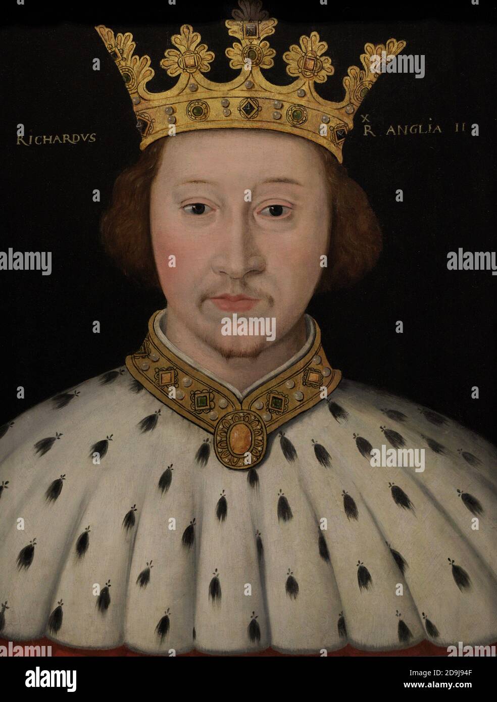 King Richard II of England (1367-1400). Plantagenet House. Portrait by an unidentified artist. Oil on panel, 1597-1618. National Portrait Gallery. London, England, United Kingdom. Stock Photo