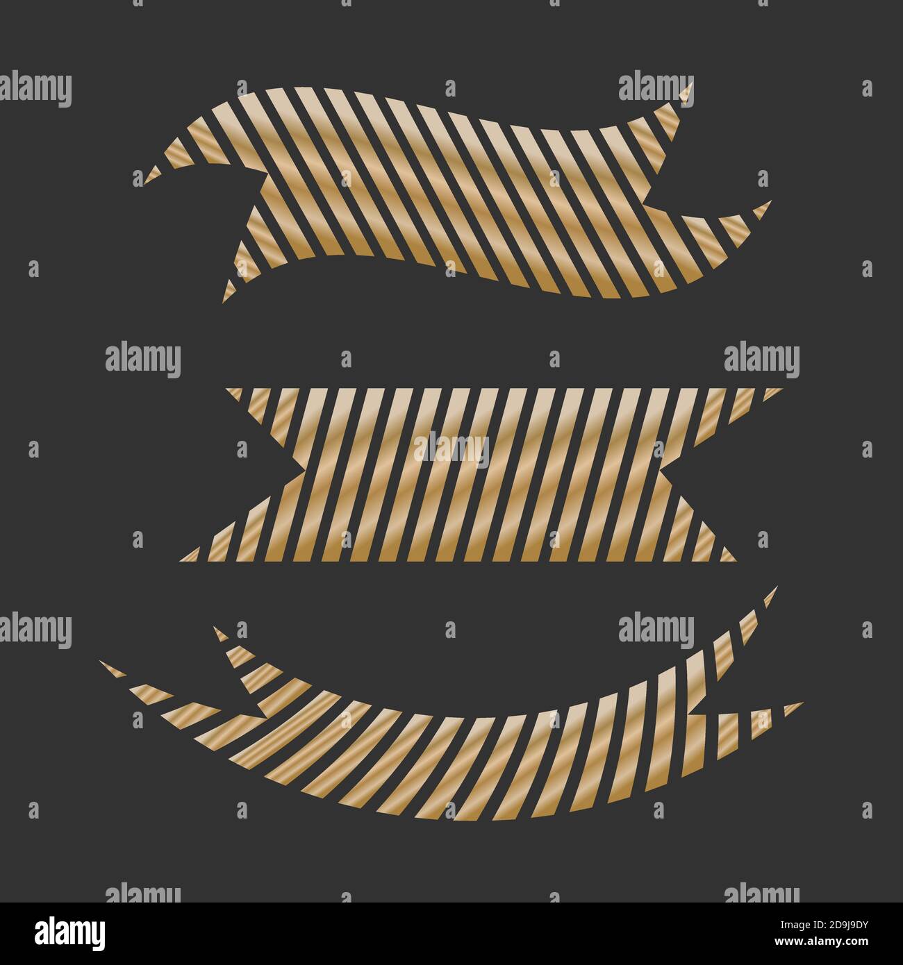 Golden ribbons set on the black background Stock Vector Image & Art - Alamy