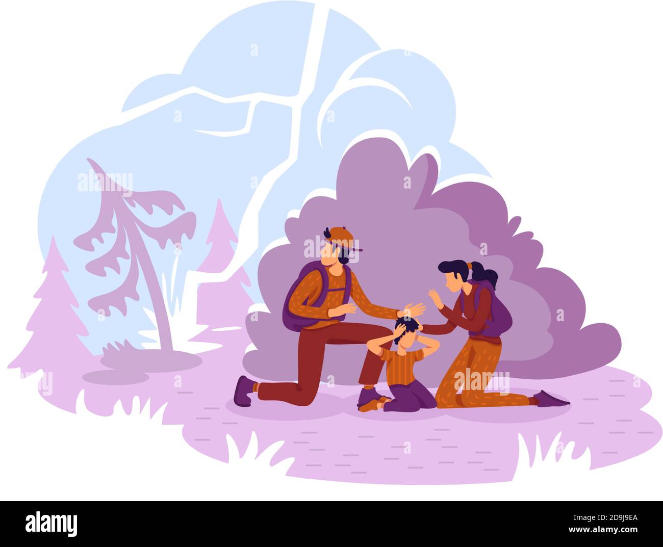 Wildfire 2D vector web banner, poster Stock Vector