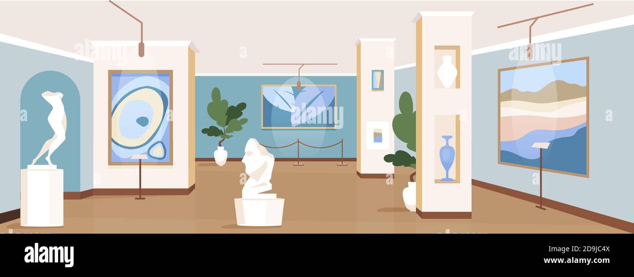 Contemporary art gallery flat color vector illustration Stock Vector Image & Art Alamy