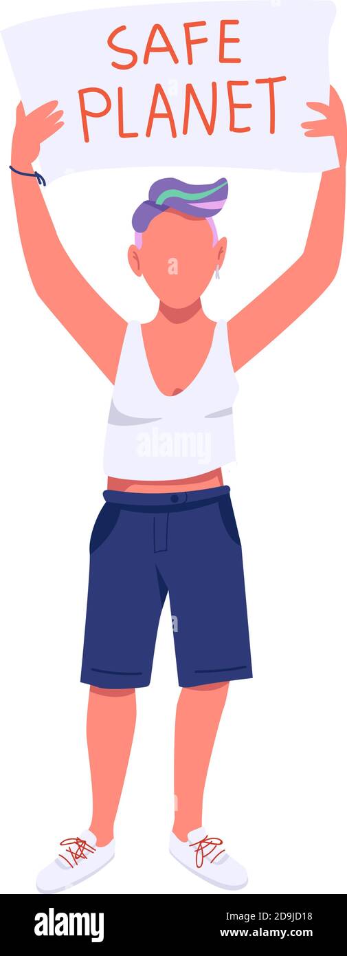 Eco activist flat color vector faceless character Stock Vector