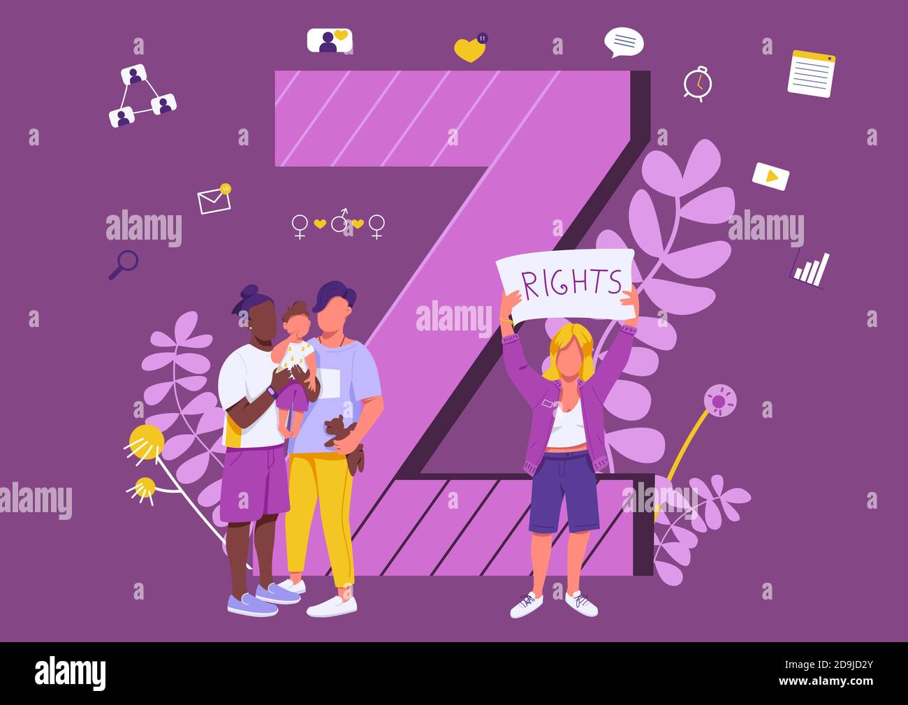 Generation Z culture flat concept vector illustration Stock Vector