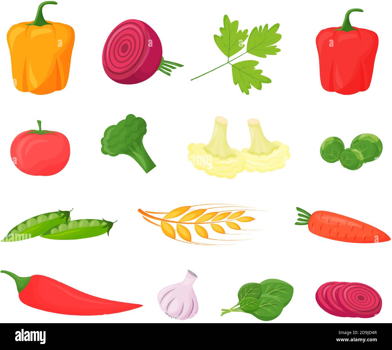 Fresh vegetables cartoon vector illustrations set Stock Vector Image & Art Alamy