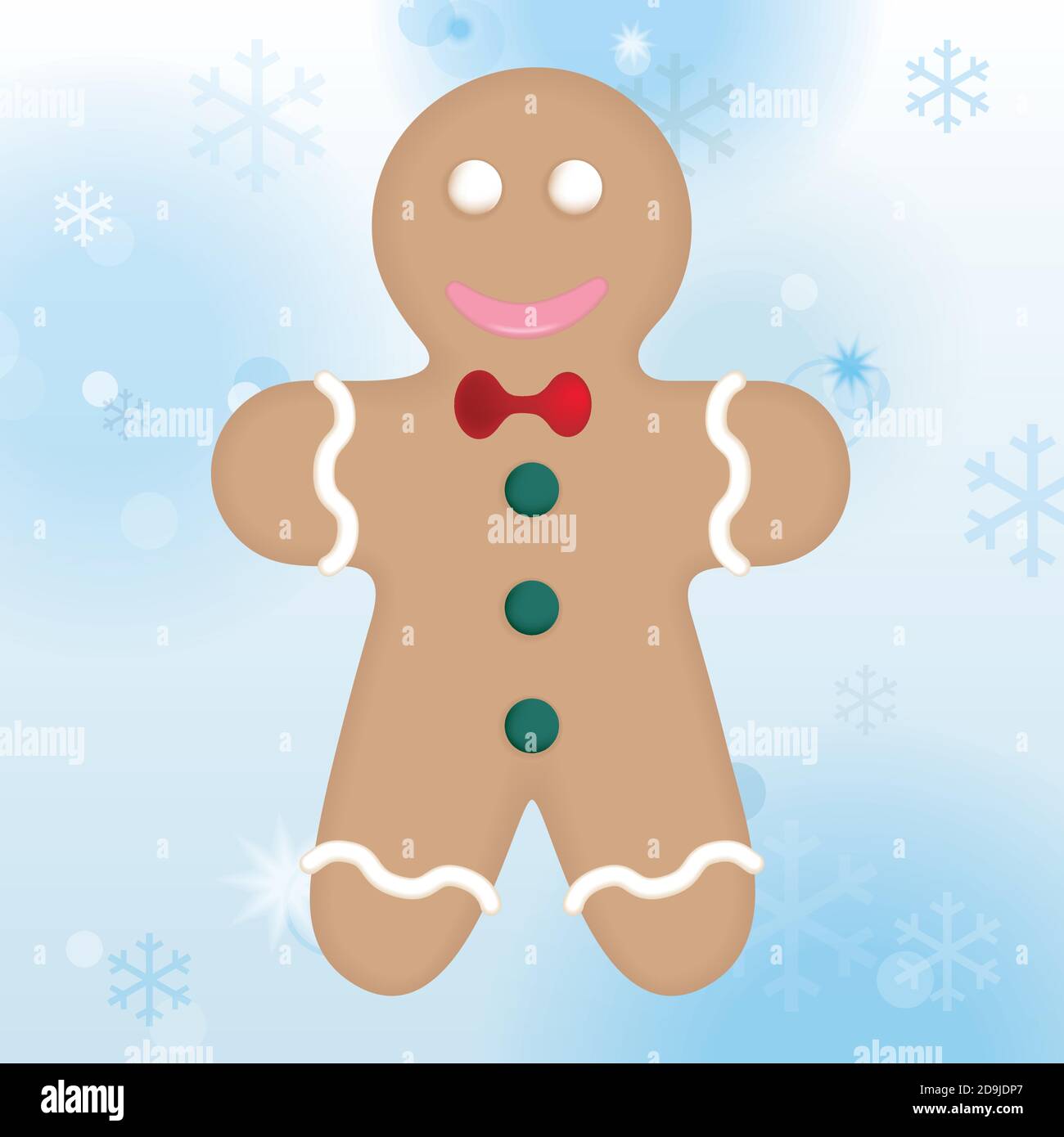 Vector illustration of a Christmas cookie on a white background of snow. Stock Vector