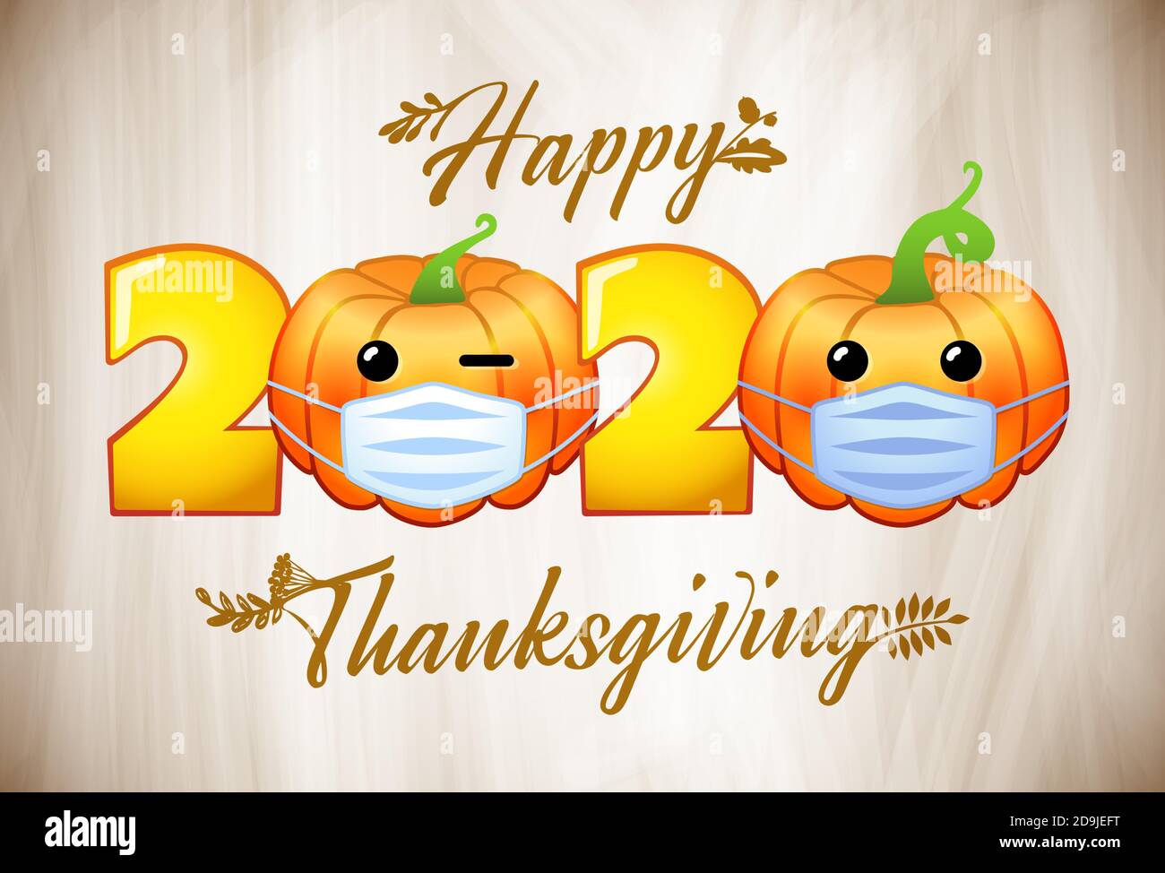 Happy Thanksgiving Day 2020 Holiday Creative Congrats Lock Down 3d Characters Bright Decoration Calligraphic Plant Elements Lettering Decorative Stock Vector Image Art Alamy