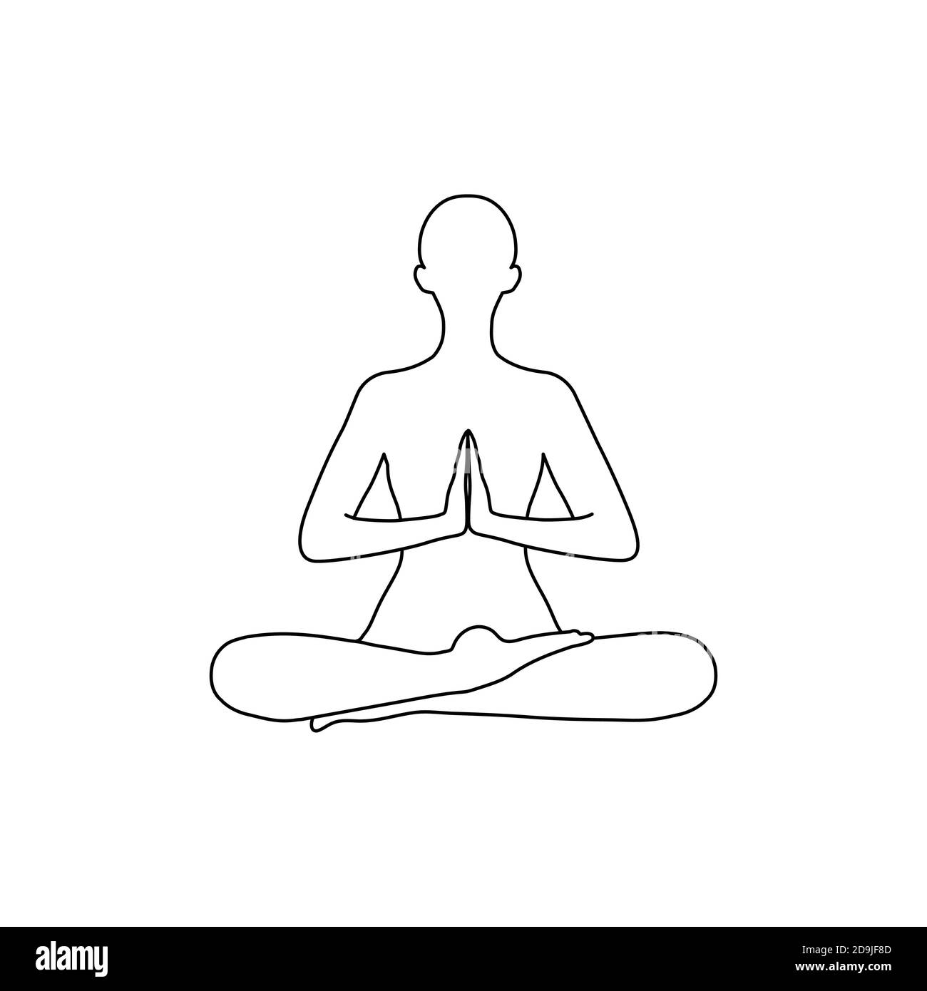 Outline silhouette of a human sitting in padmasana position with hands  namaste Stock Vector Image  Art  Alamy