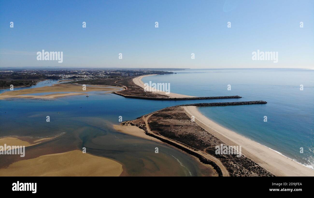 Lagos Portugal Meia praia beach Oyster farm Stock Photo Alamy