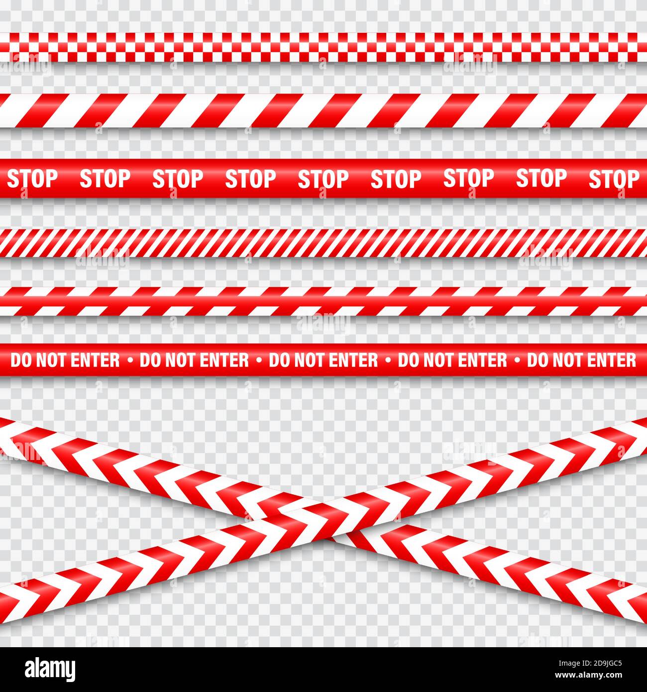 Realistic red barricade tape. Police warning line. Danger or hazard