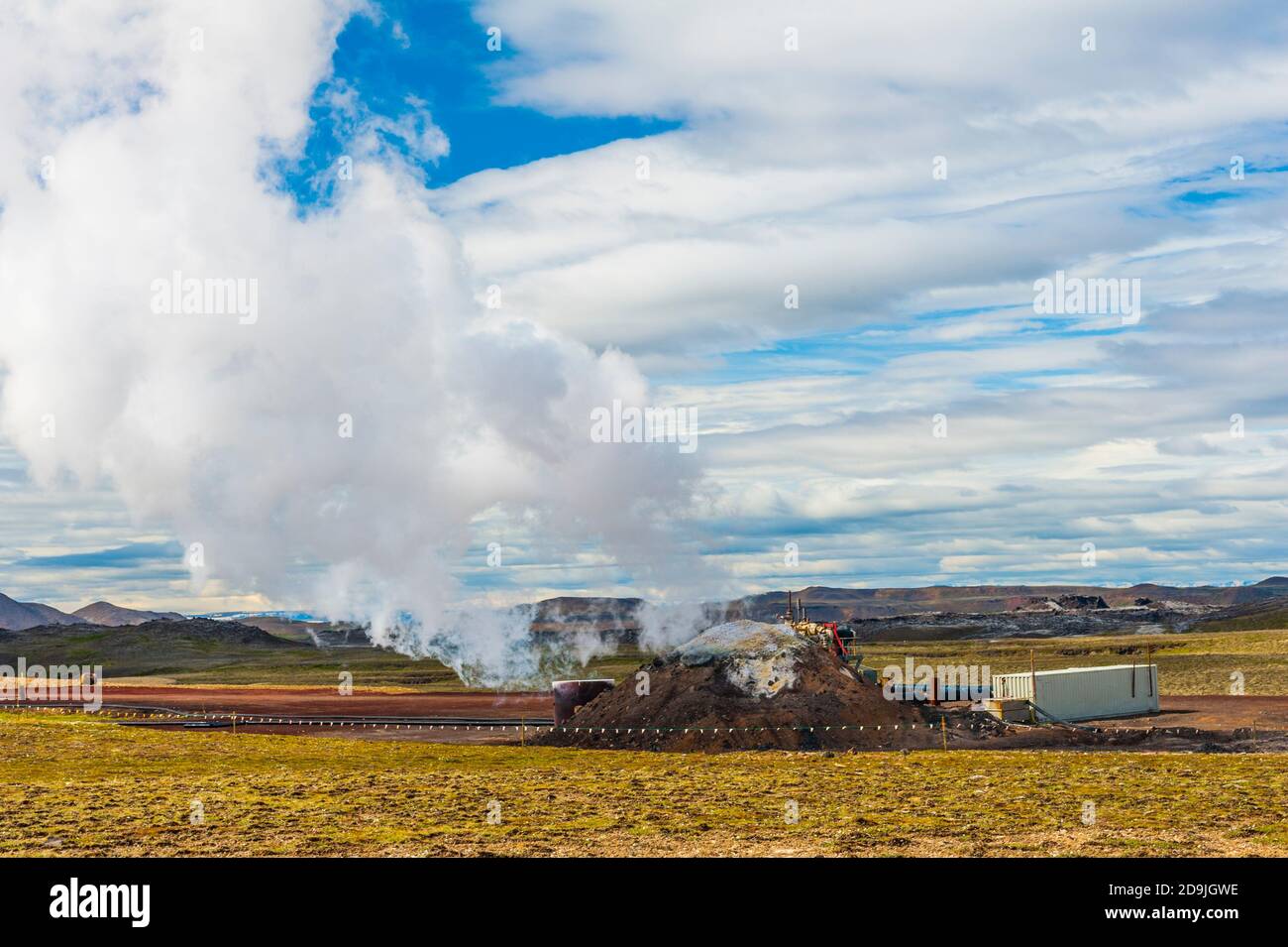 Deep magma well created in Iceland deep drilling project to study geothermal energy production in Iceland. Krafla volcano, Iceland Stock Photo